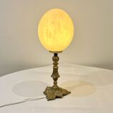 Ostrich egg on bronze stand old cabinet of curiosities lamp