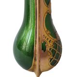 Soliflore vase legras imperial green copper decors enhanced with gold unsigned