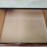 Vintage six-drawer mahogany burl dresser with glass top