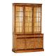 Vintage walnut burr buffet with glass and lighting, Art Deco style.
