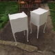 Pair of bedside  Louis XV-style patinated light grey