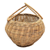 Panier boule en rotin tressé à anse
