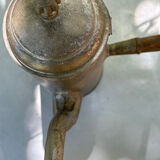 Tin coffee maker or kettle and wooden handle