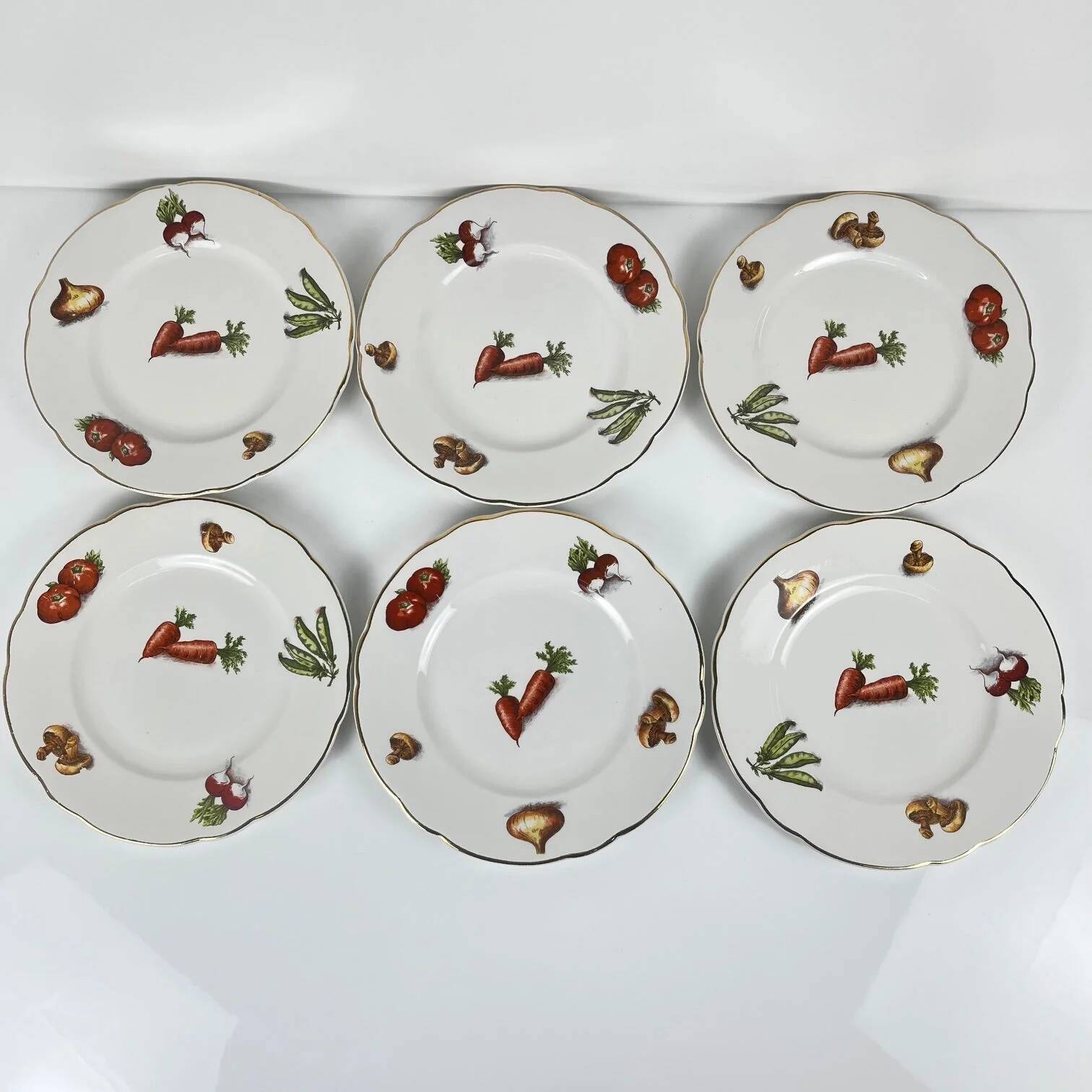 Set of 6 KG Lunéville "Le Potager" dessert plates, 1950/70