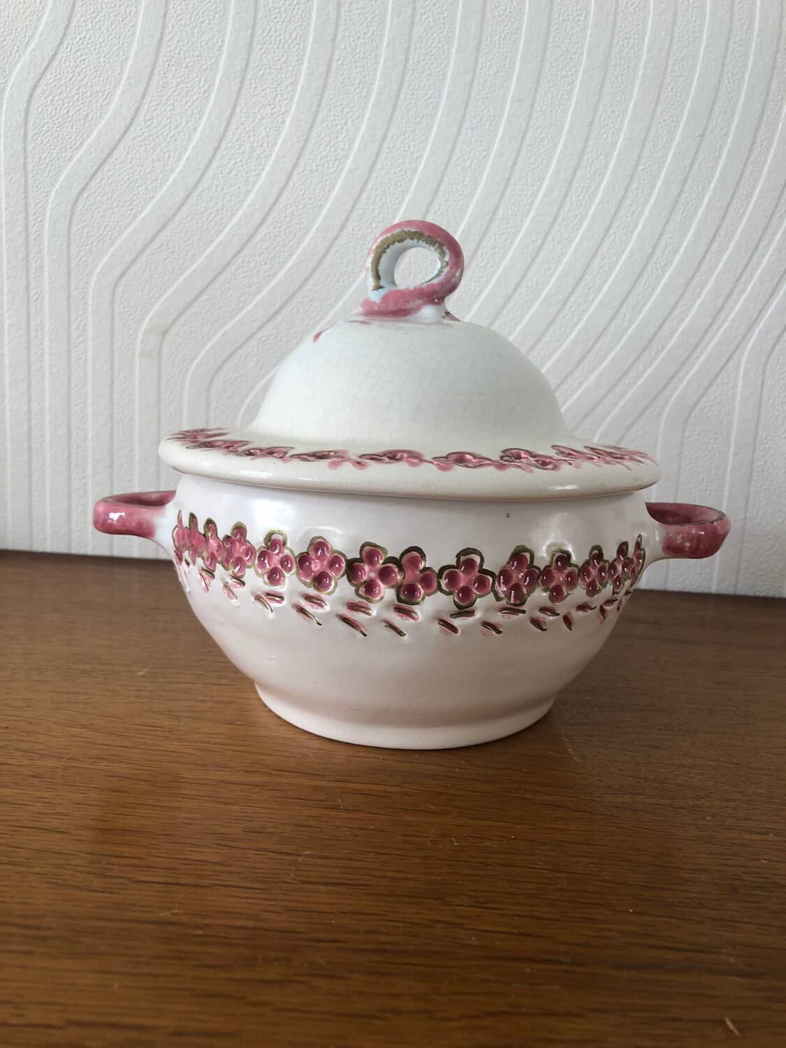 Vintage cracked iron earthenware candy box