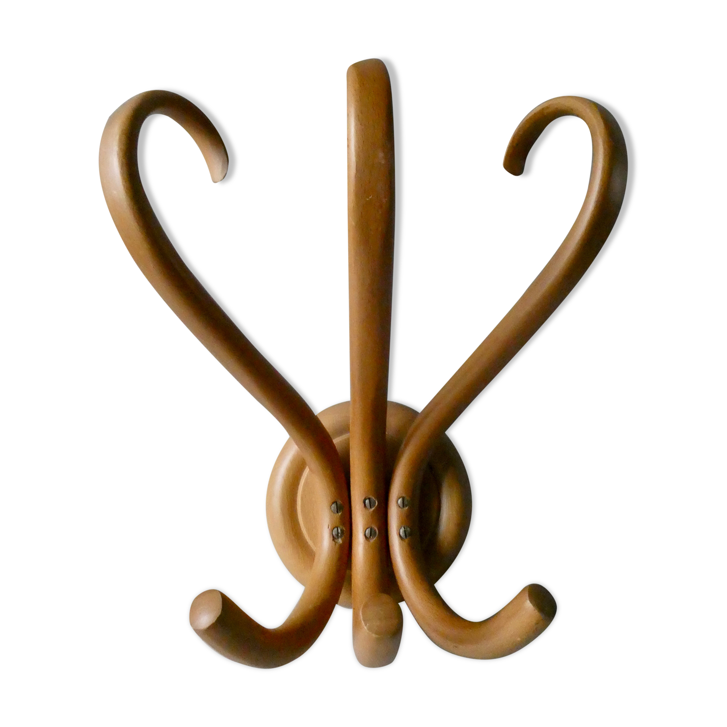 Bistro coat holder with curved wooden pads