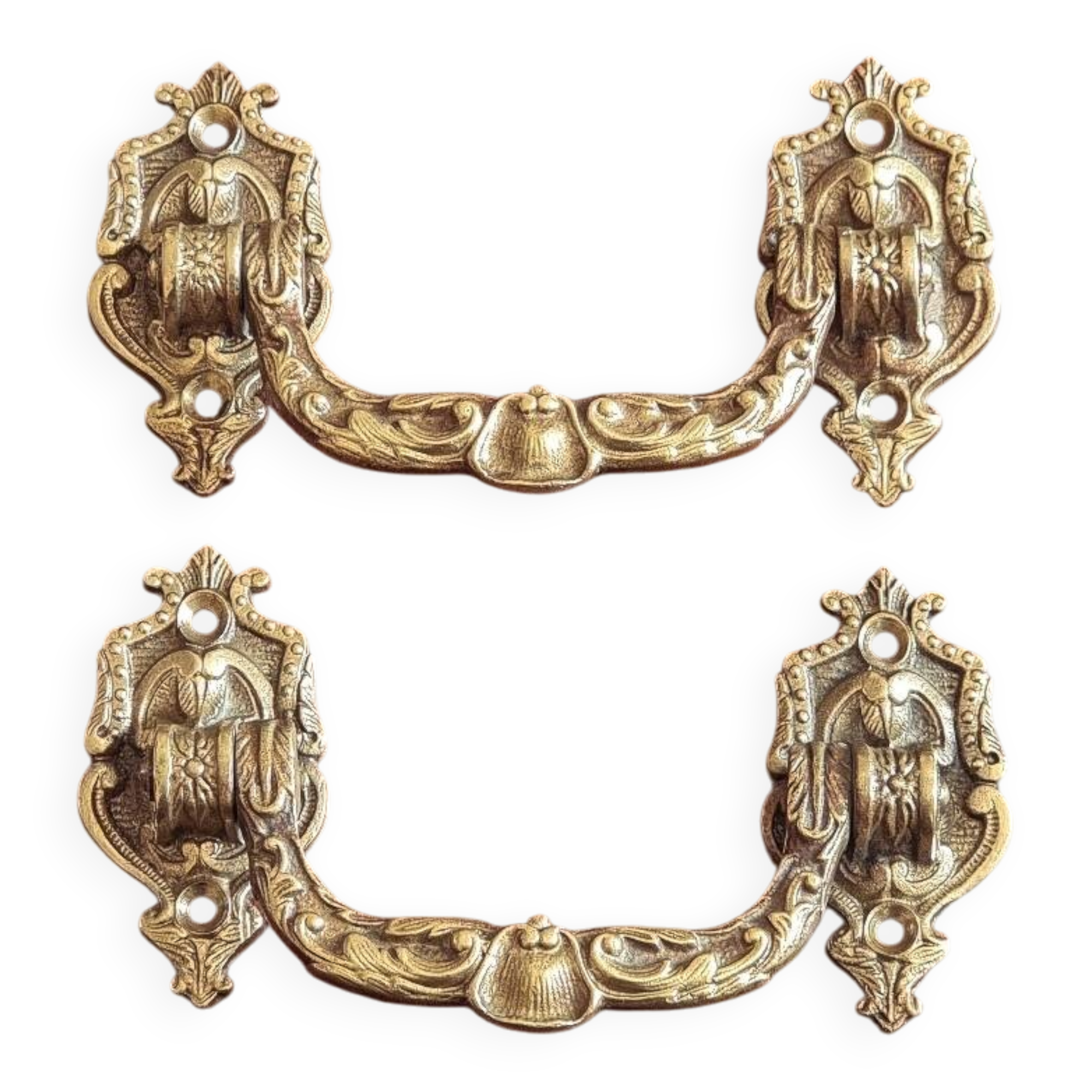 Pair of Louis XV style handles, bronze