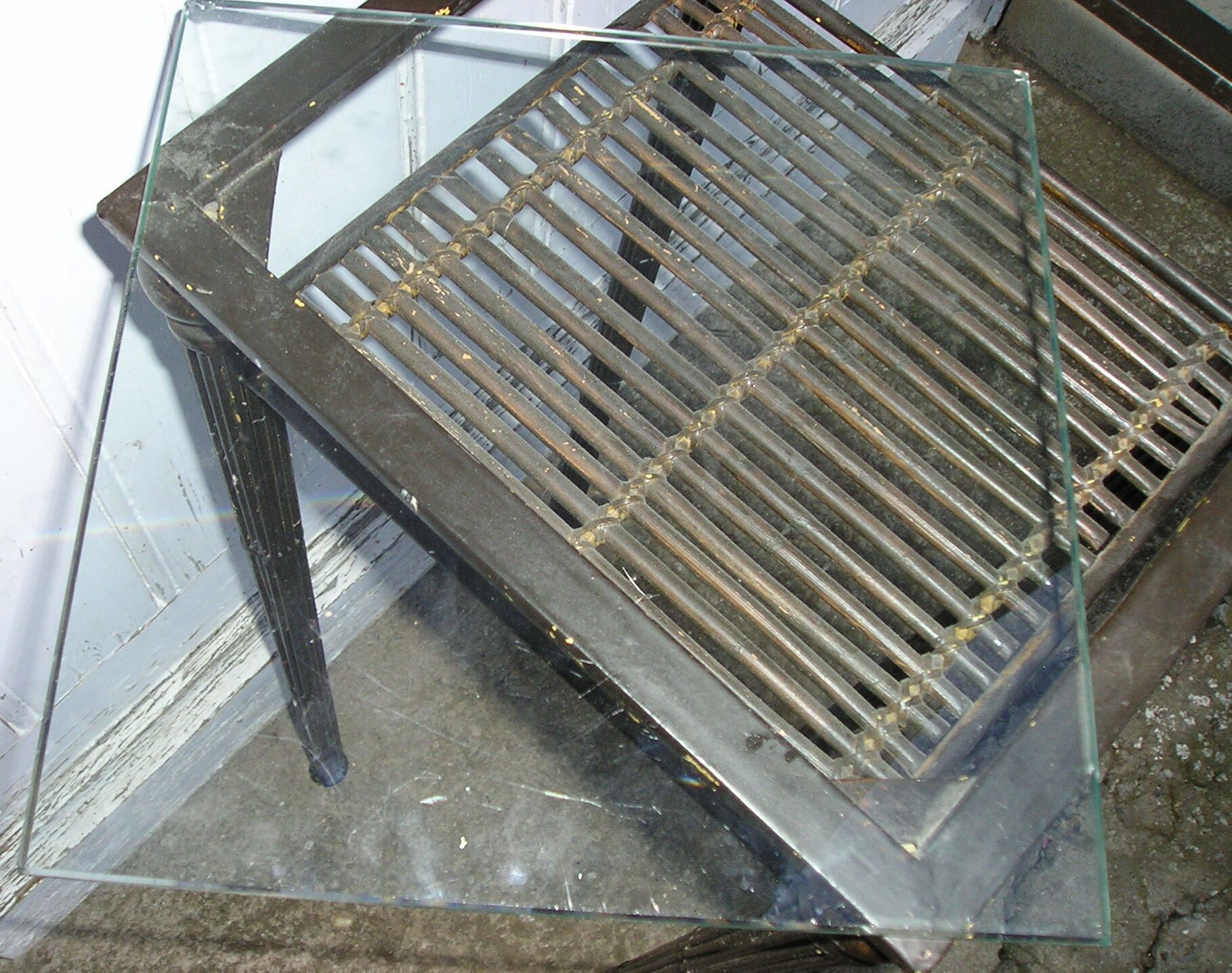 Metal and glass top side table