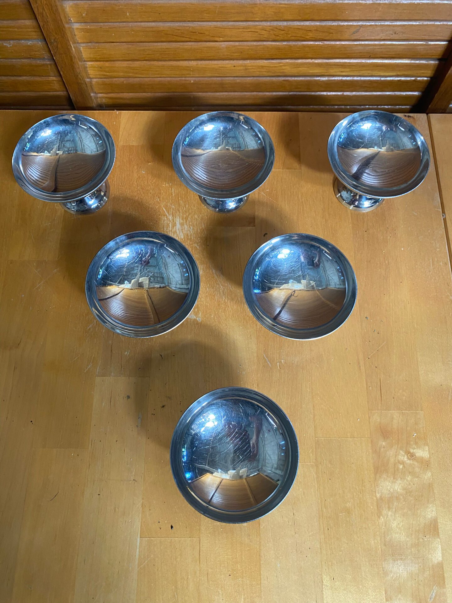 Set of 6 Ice Cream Bowls GUY DEGRENNE Stainless Steel Made in France Vintage #E1