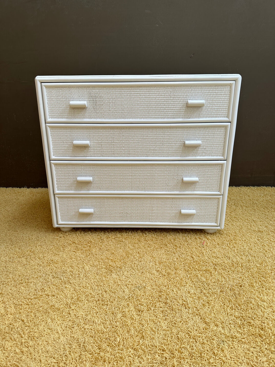 White rattan chest of drawers
