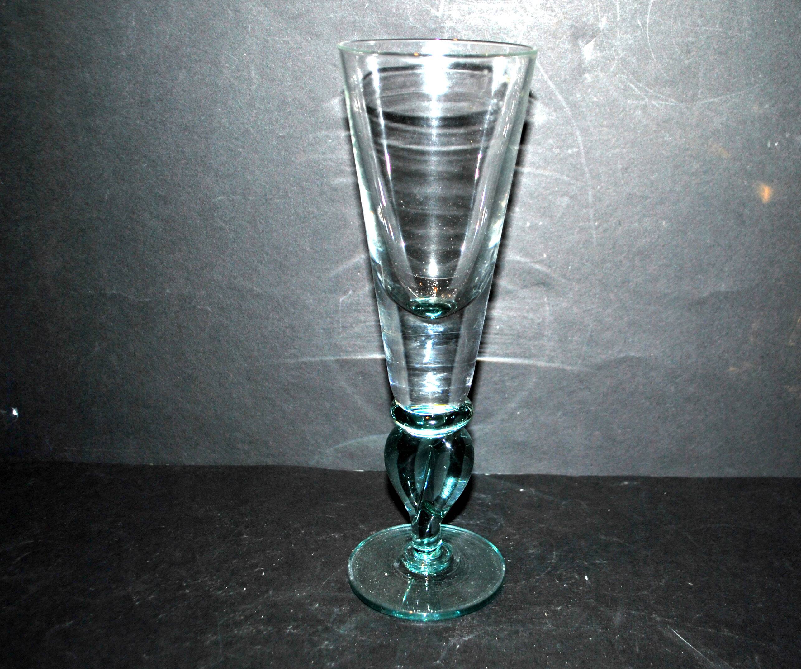 Vintage absinthe glass in blue blown glass H25cm