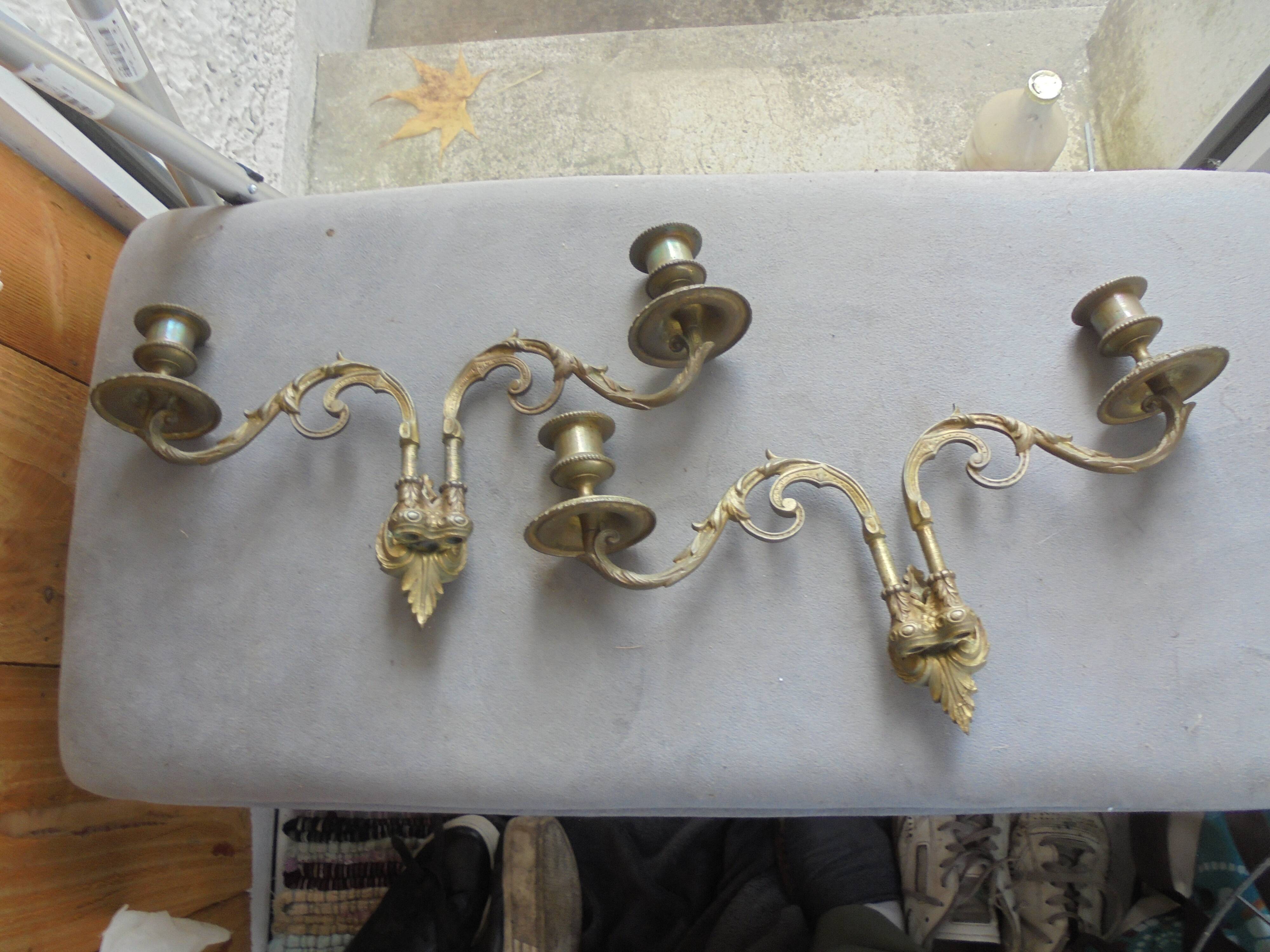 Pair of Bronze Piano Candlesticks