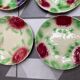 Set de 6 assiettes à dessert en barbotine début XX