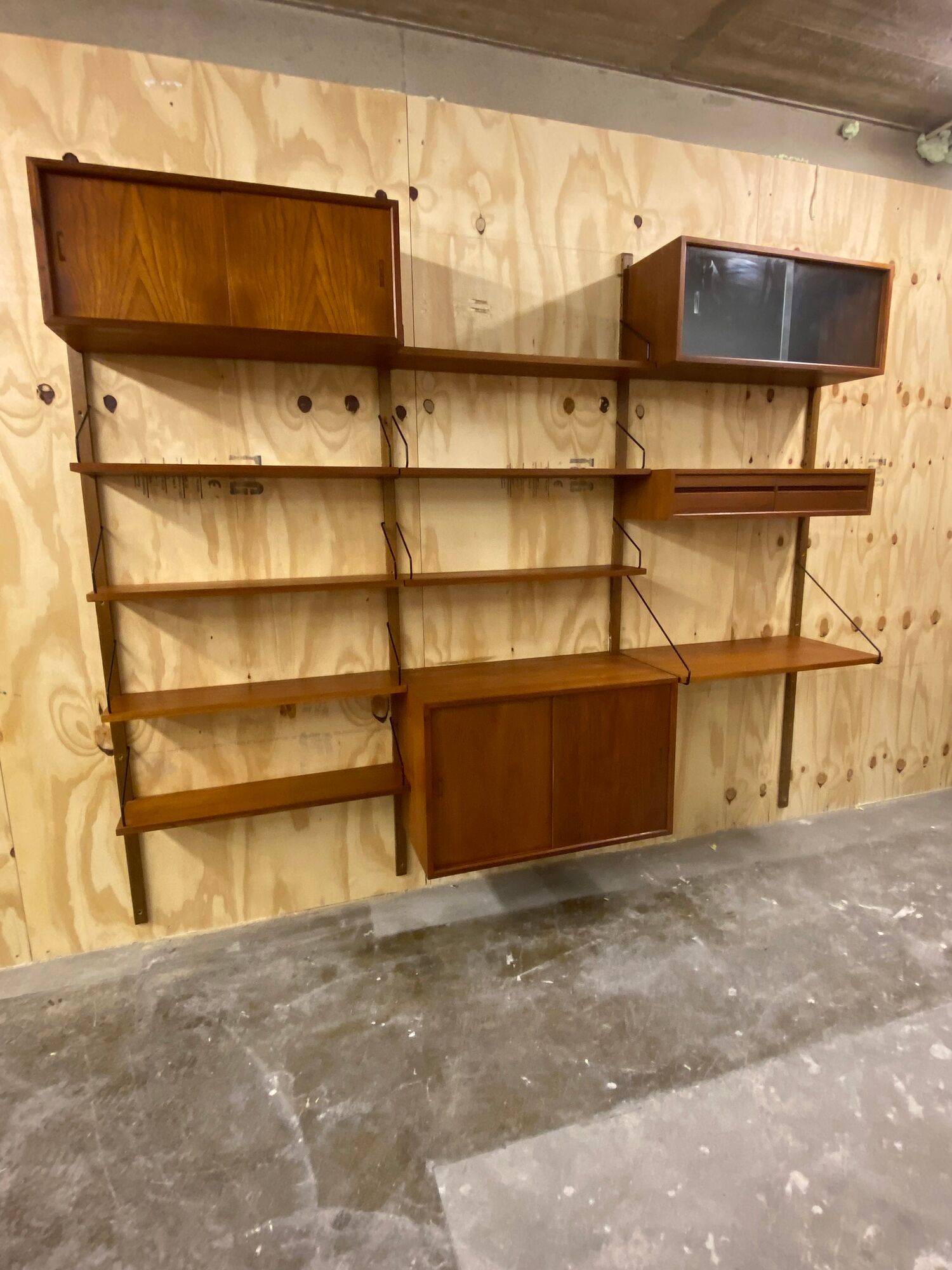 Vintage scandinavian teak wall unit by Poul Cadovius for Royal System 1960s