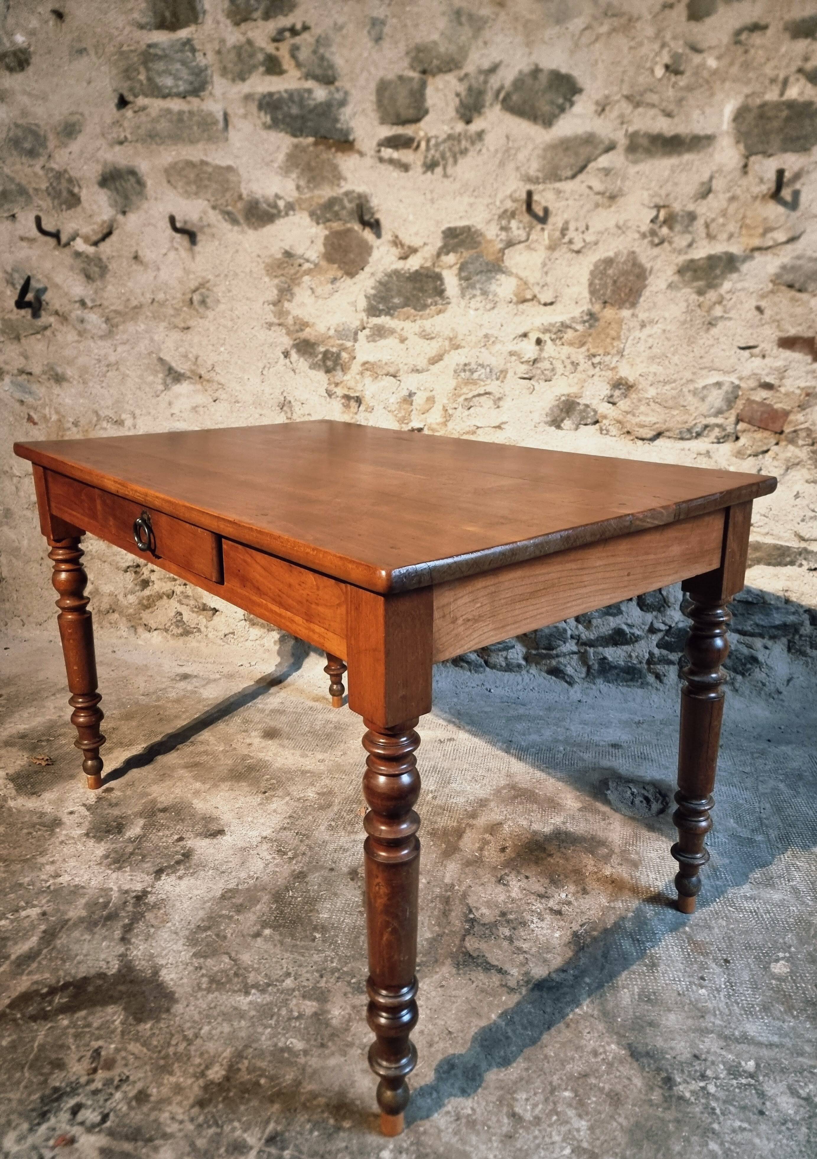 French vintage cherry wood table, circa 1920–1940.