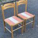 4 solid wood chairs with straw and fabric