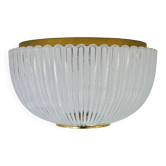 Large striped glass ceiling lamp in brass, Limburg, Germany, 1970s.