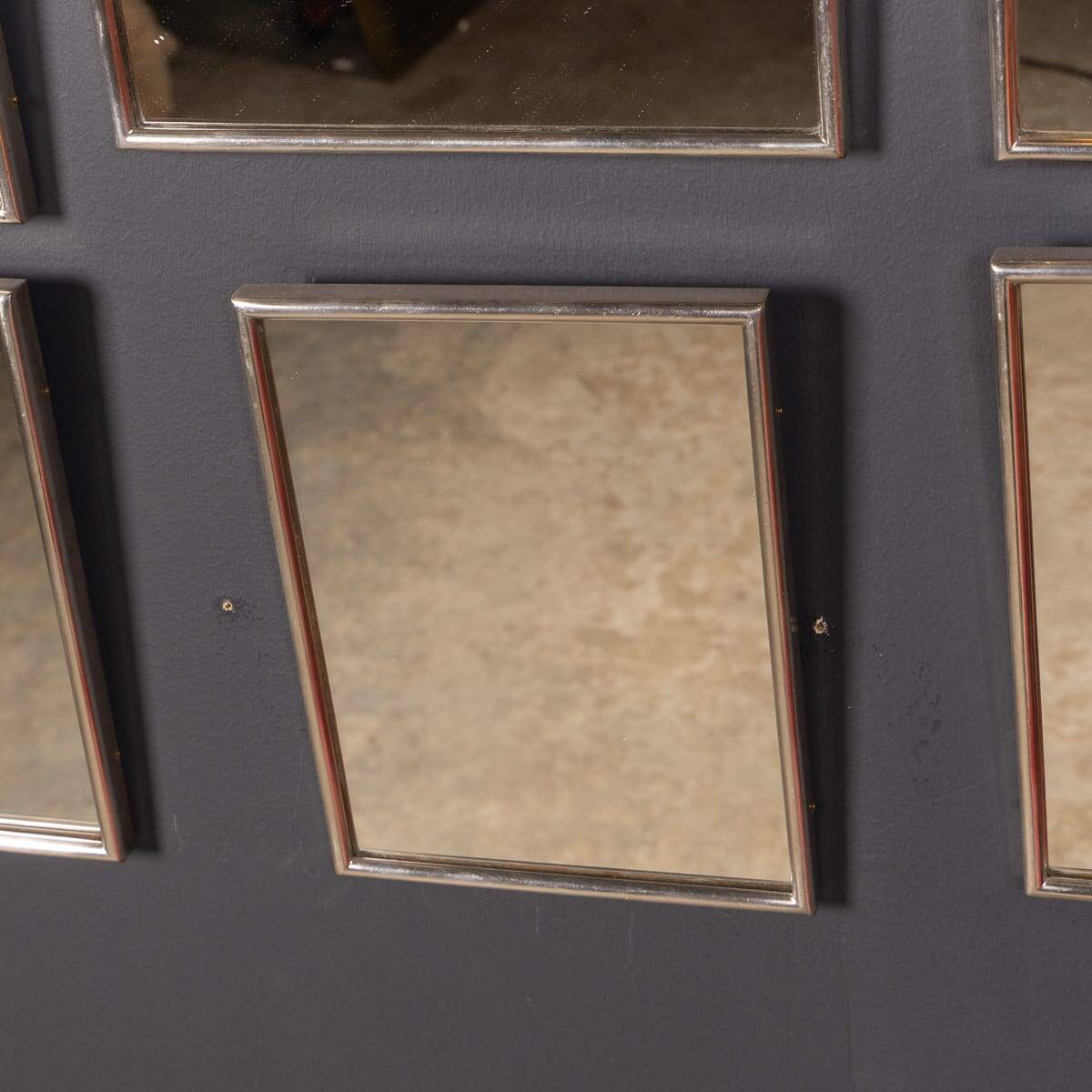 Vintage 20thC Italian Collection Of White Metal Framed Mirrors c.1950