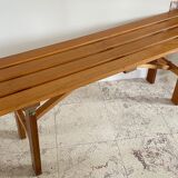 Folding bench in wood varnish vintage