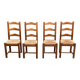 4 Vintage Farmhouse Style Dining Chairs in Solid Oak Straw Wood
