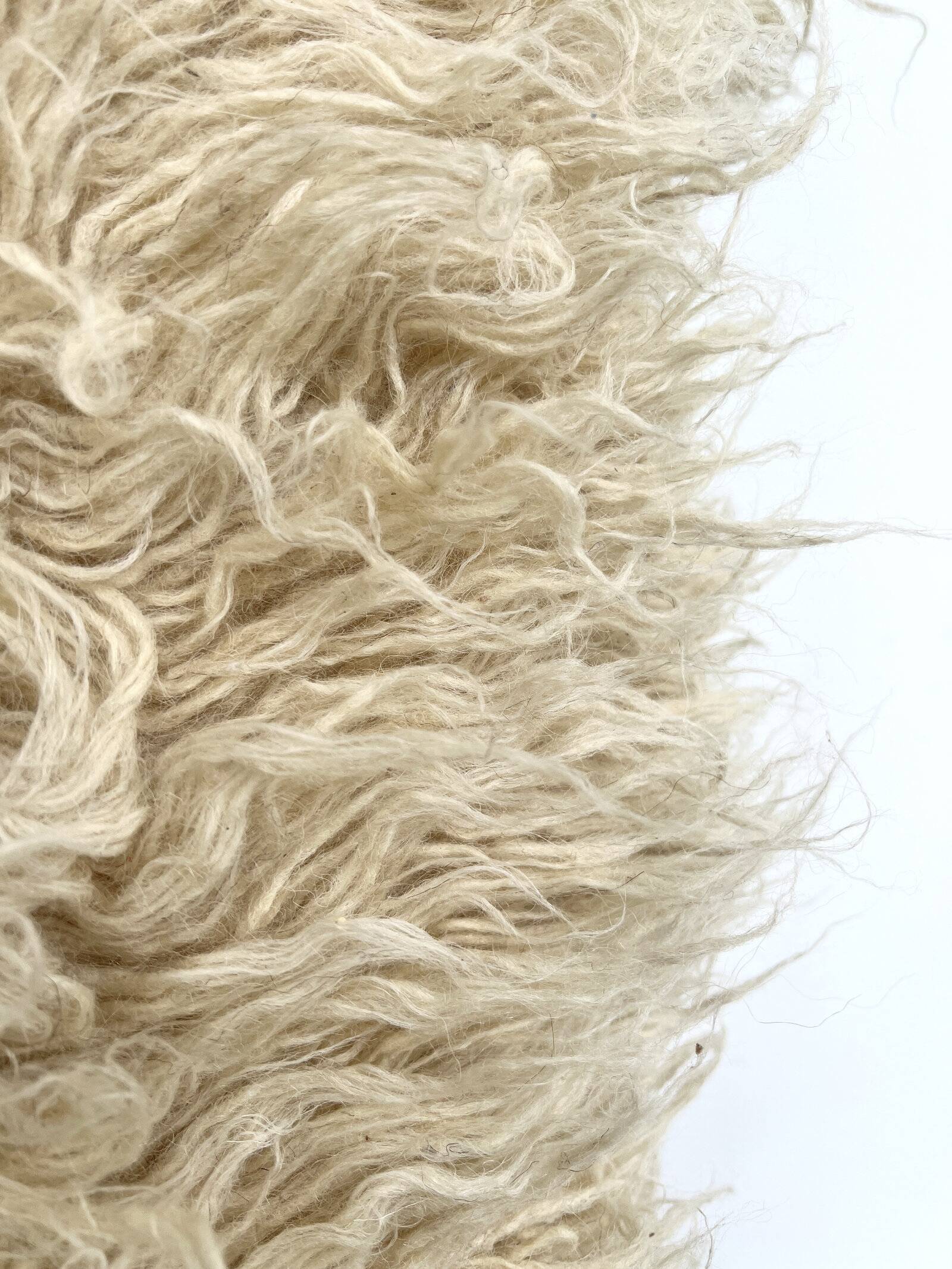 Vintage Flokati rug pure virgin wool 260 × 220 cm 1970s