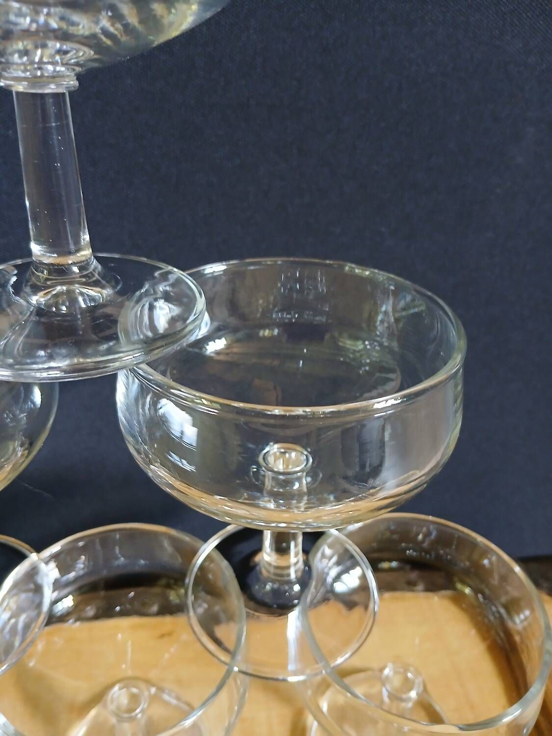 6 antique champagne glasses
