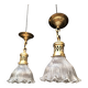 Paire de suspensions en verre holophane