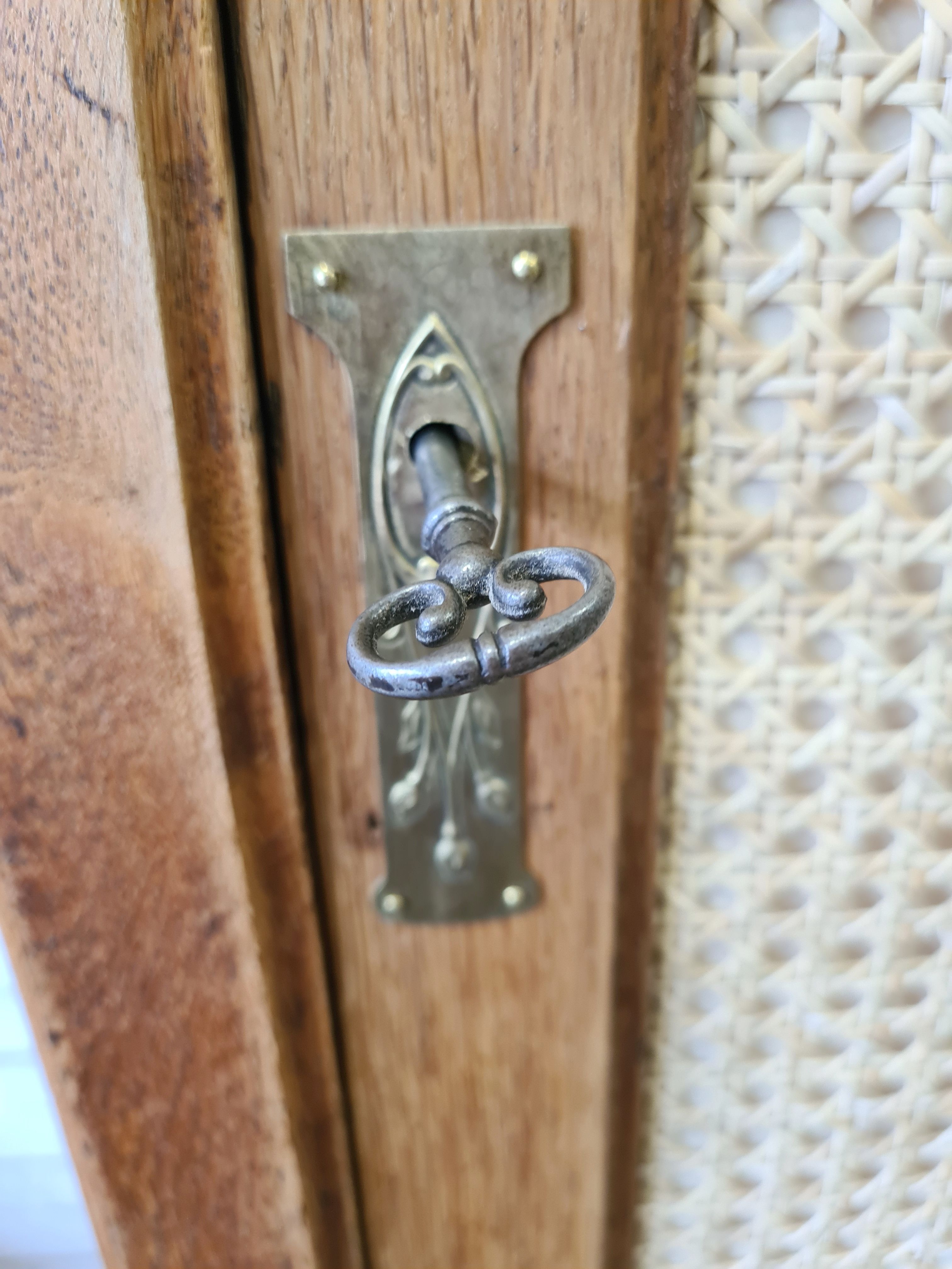 Renovated old oak cabinet, walnut magnifying glass and canning