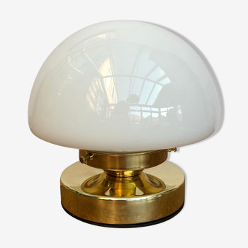 Lampe à poser globe vintage opaline blanche