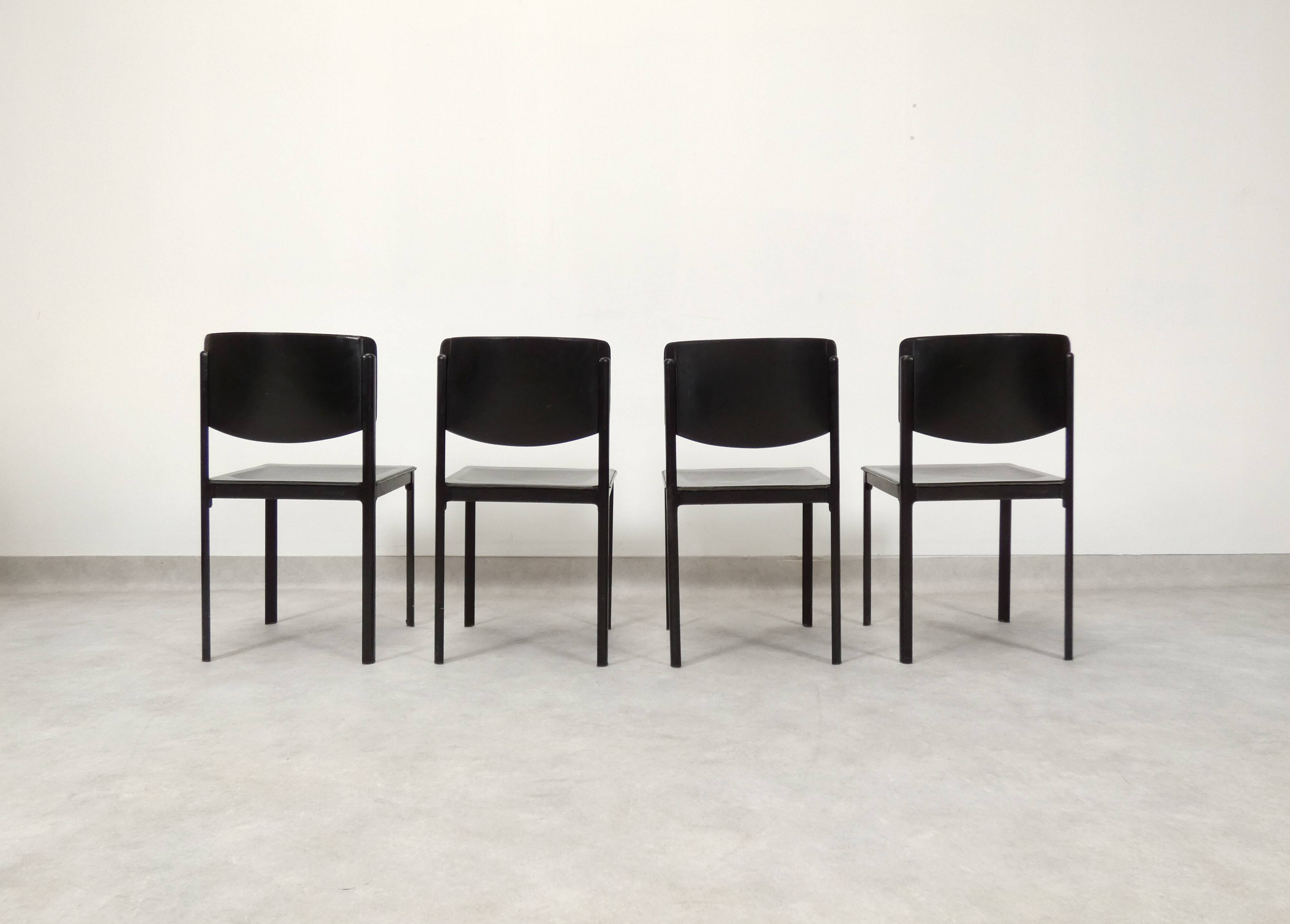 Matteo Grassi black leather dining chairs