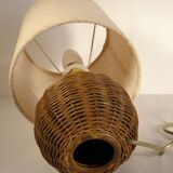 Rattan table lamp and fabric