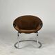 Vintage Balloon Chair suede armchair Lusch & Co Space Age chrome