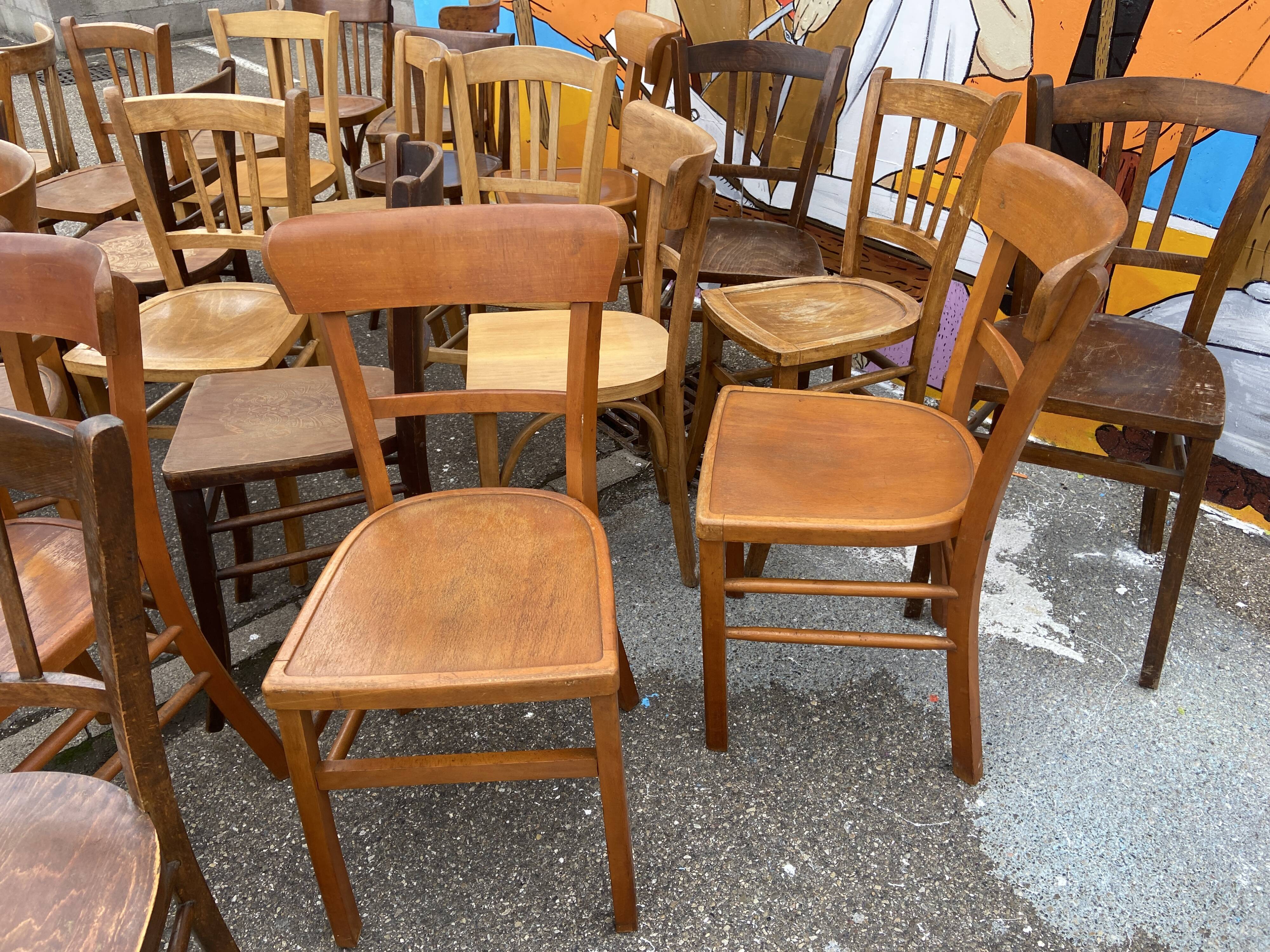 Set of 30 vintage bistro and restaurant chairs