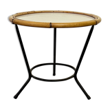 Round rattan side table