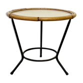 Round rattan side table