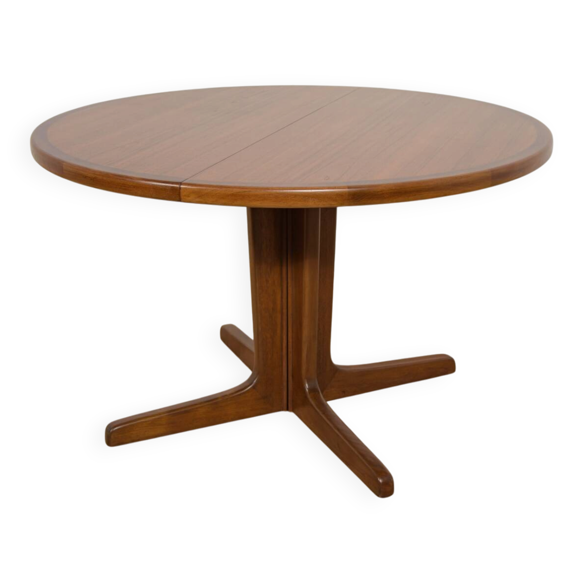 Mid-Century Teak Round Extending Dining Table, Denmark, 1960s
