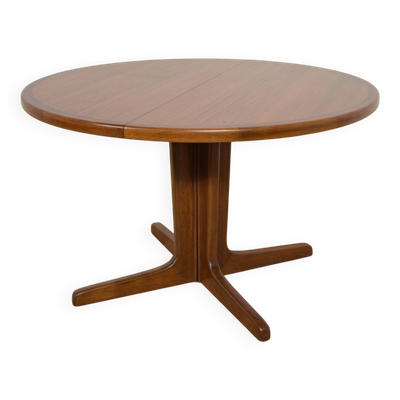 Table à manger ronde extensible en teck du milieu du siècle, Danemark, années 1960
