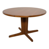 Table à manger ronde extensible en teck du milieu du siècle, Danemark, années 1960