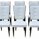 Set of 6 vintage chairs from the 50s-60s – Blue faux leather – Tapered legs