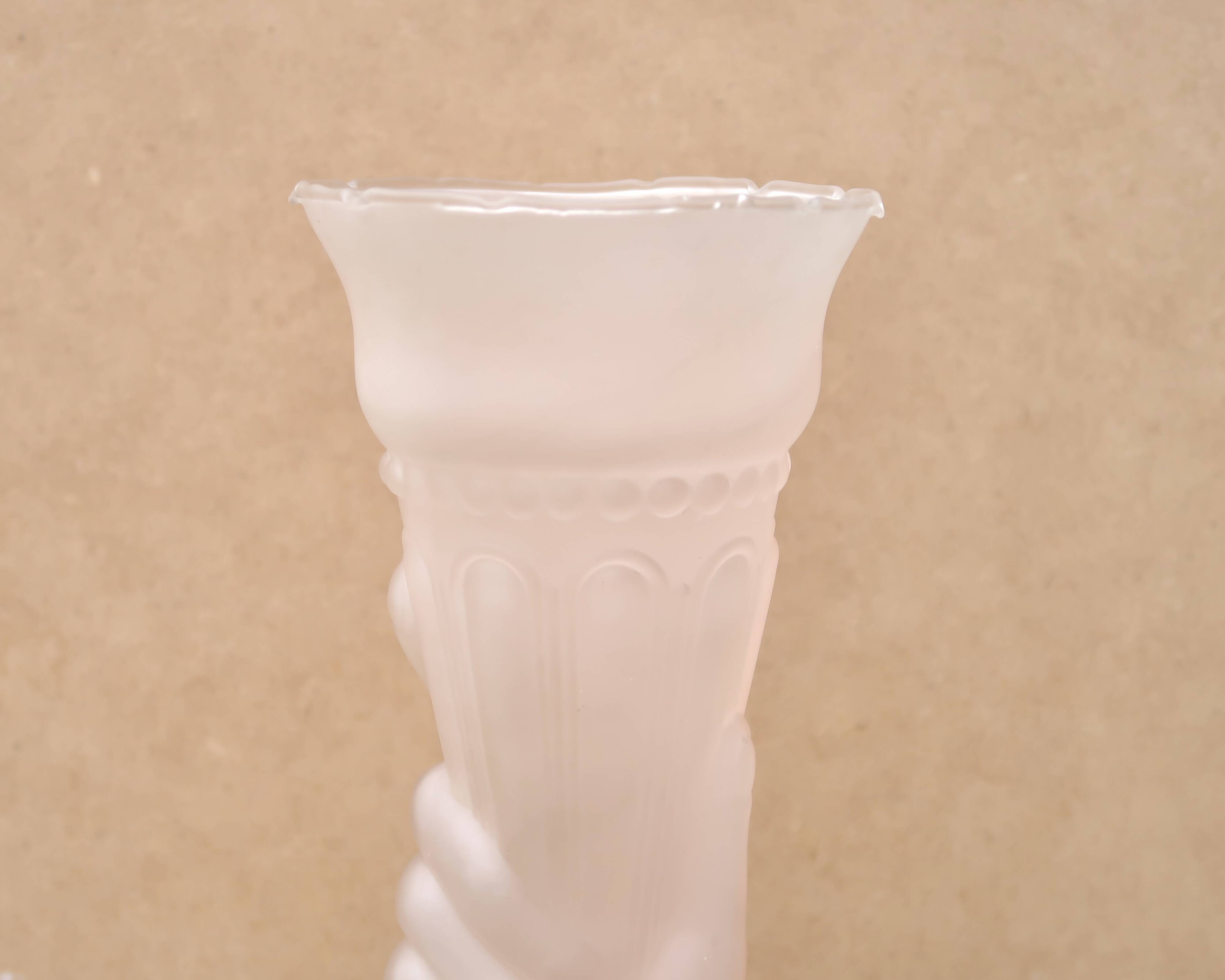 Pale pink glass vase decorated with a hand, 1960s
