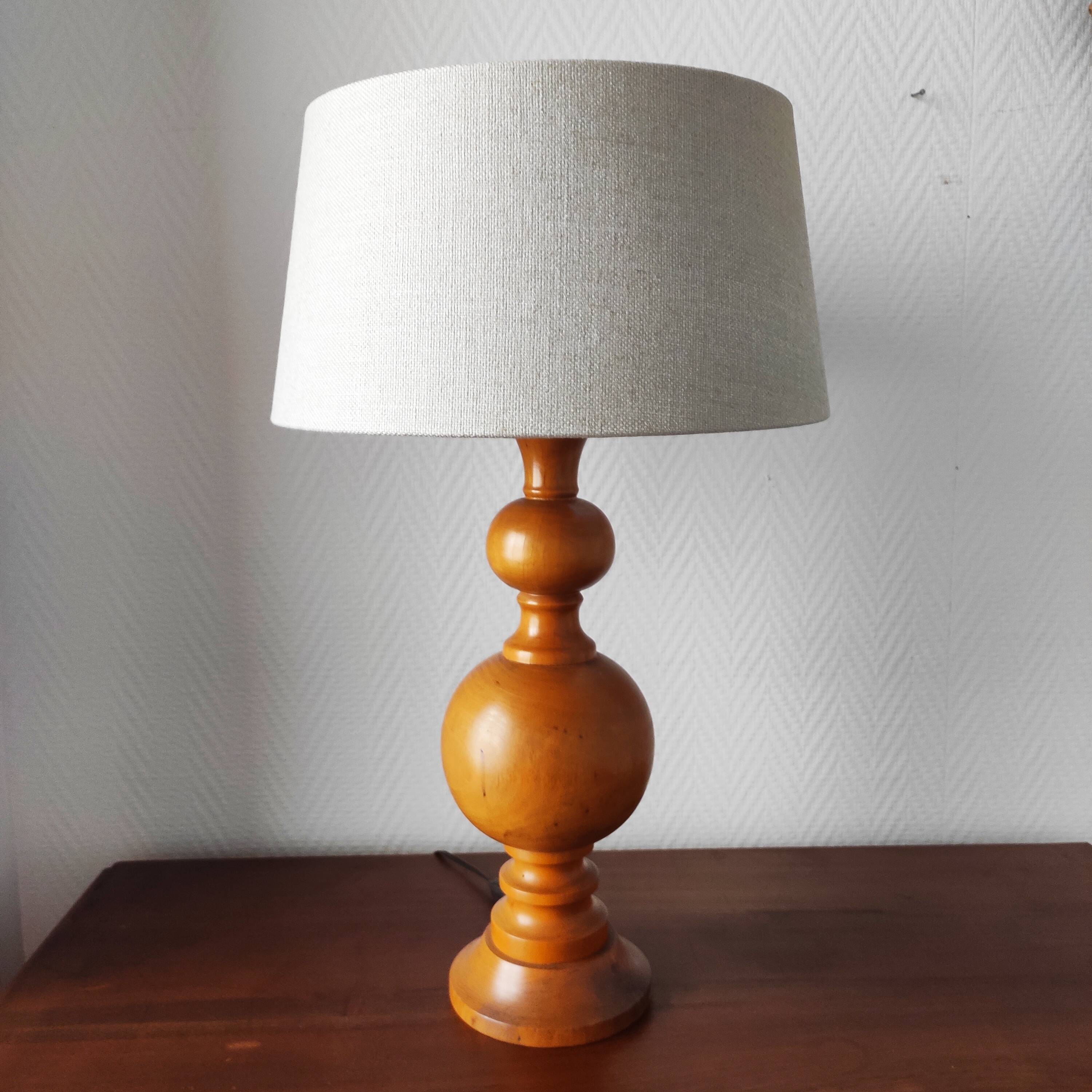 Vintage turned wooden living room lamp