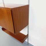 Wall shelf library with vintage ARP Minvielle secretary bar