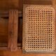 Wooden and rattan tabouret