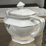 Art Deco sugar bowl circa 1930-40 Czechoslovakian porcelain - Silver trim
