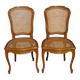Paire de chaises en bois et cannage style Louis XV