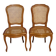 Paire de chaises en bois et cannage style Louis XV