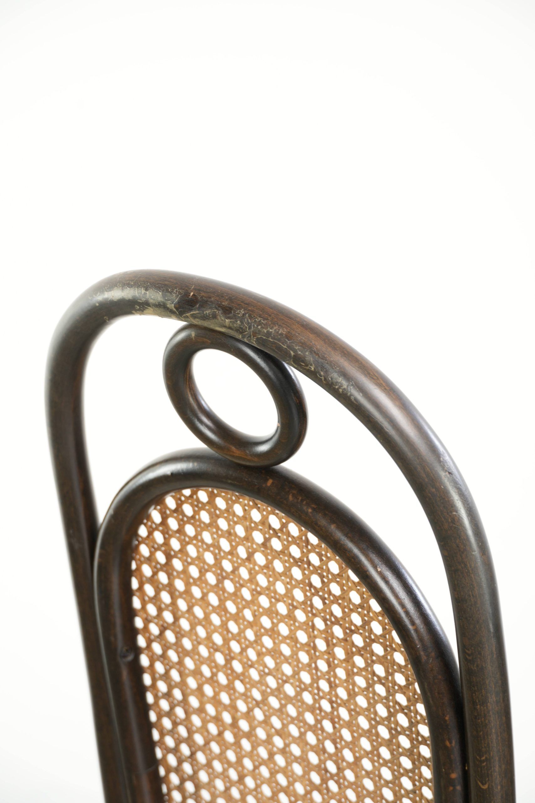 Set of 6 original vintage Thonet long John design diningchairs with webbing