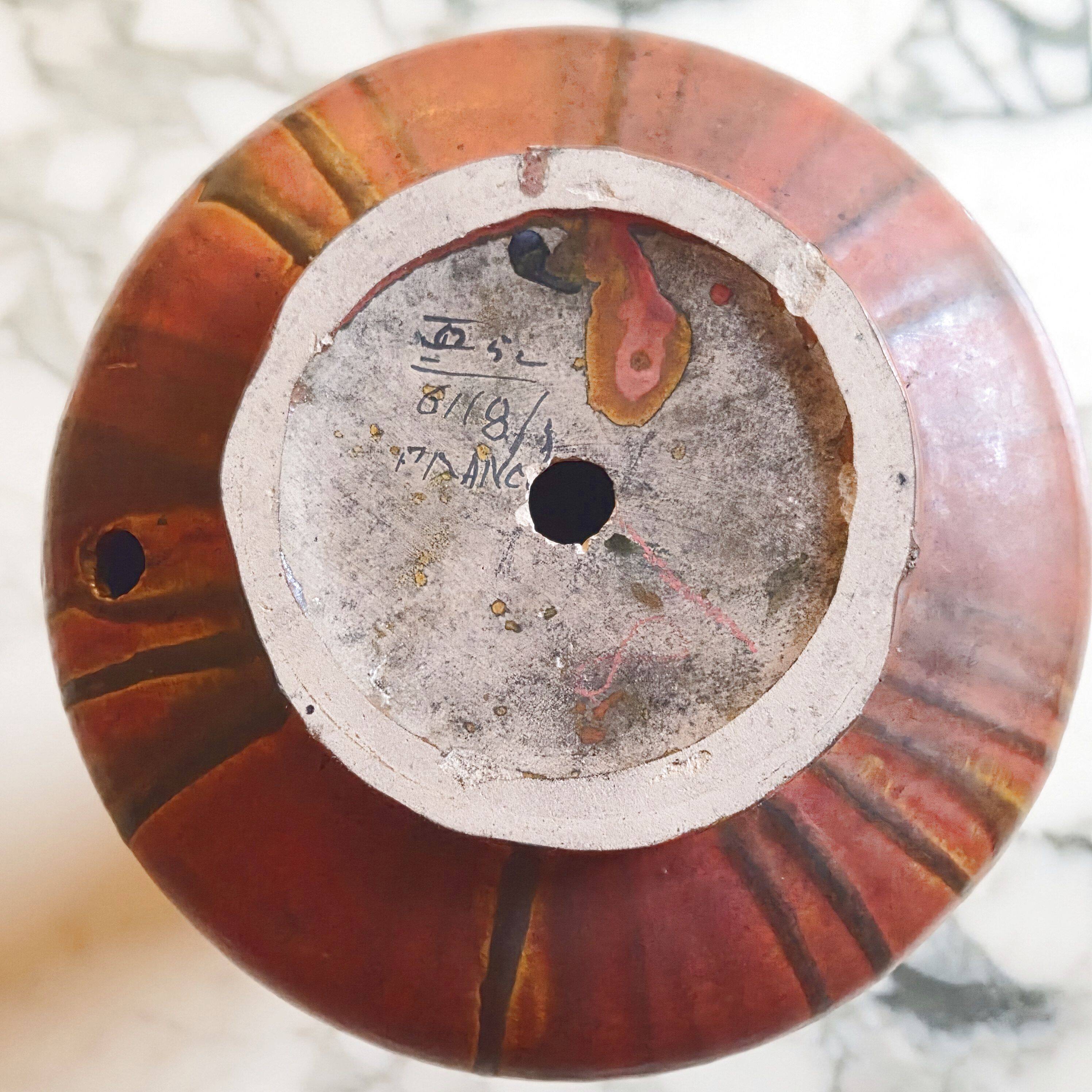 Art Deco lamp in flamed stoneware 1920