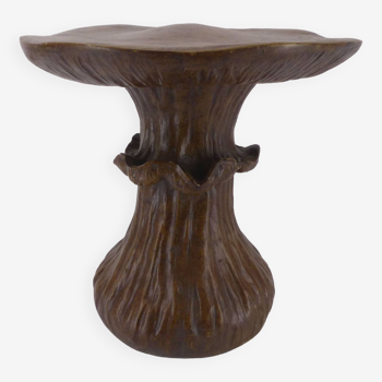 Table vintage champignon en résine epoxy imitation bois