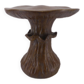 Table vintage champignon en résine epoxy imitation bois